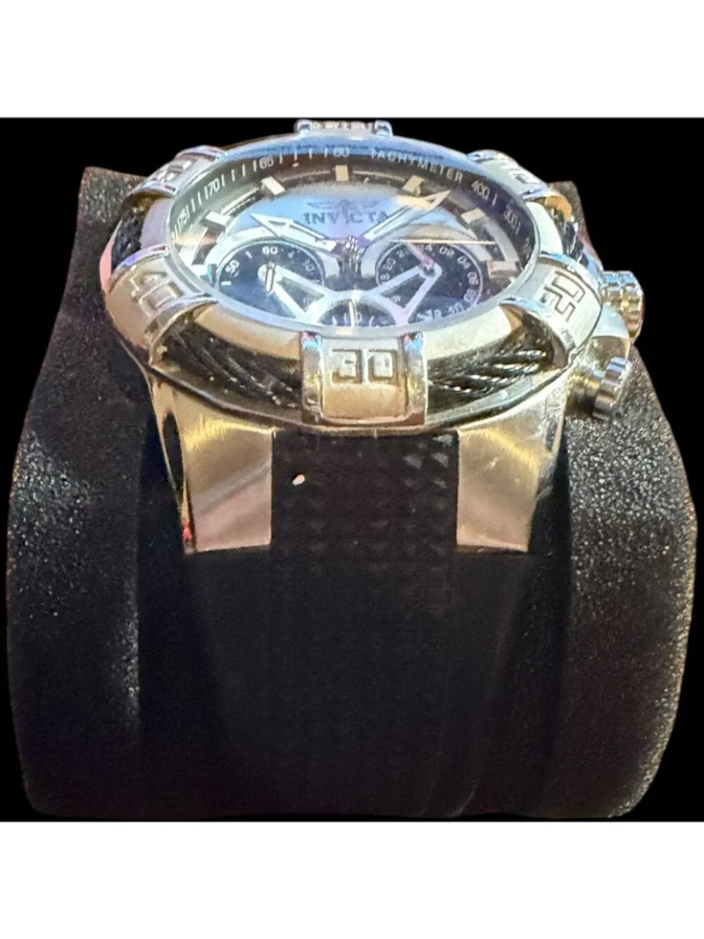 Invicta Bolt 24691 Chronograph Men's Watch Stainless Steel Black Rubber Strap